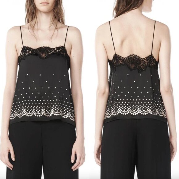 $690 Alexander Wang Black Studded Lace Shell Tank Top size 6 - Picture 1 of 9